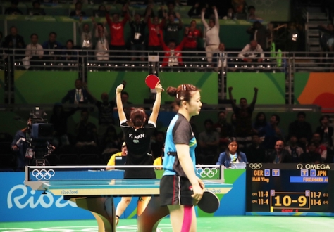  Han Ying clinches a dramatic point to put Germany through to the gold medal match. Credit: Remy Gros.
