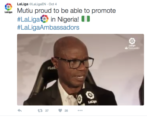 Mutiu proud to be able to promote #LaLiga in Nigeria! 